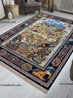فرش کاشان شکارگاه 1200 شانه