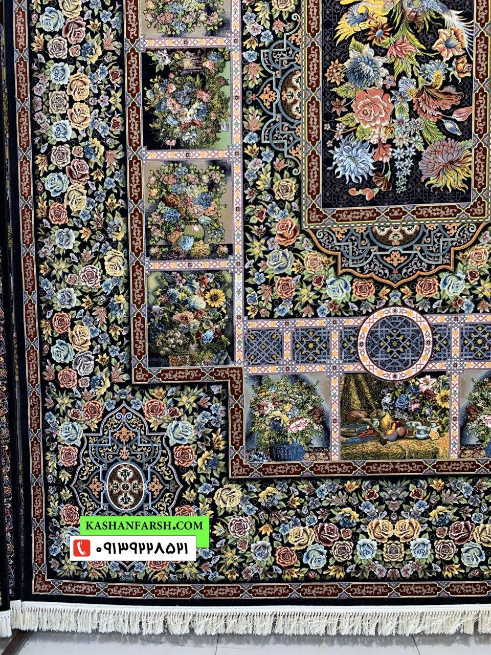 فرش کاشان طرح باغ ارم 1000شانه