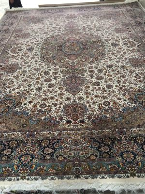 (فرش کاشان طرح تبریز کرم 1200 شانه (تخفیفی
