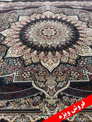 (فرش کاشان طرح پرهام سرمه ای 1200 شانه (تخفیفی