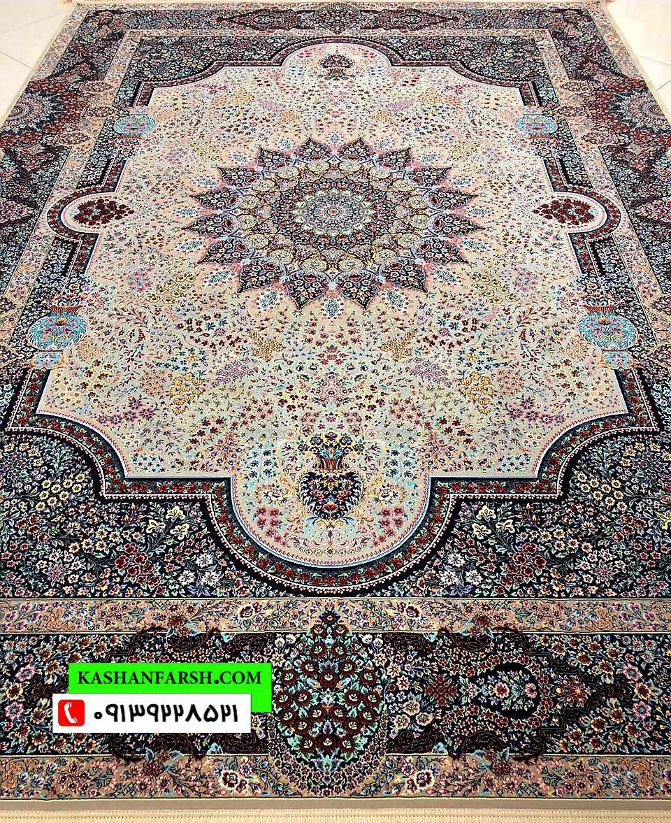 فرش کاشان طرح سی گل 1200 شانه - Image 5