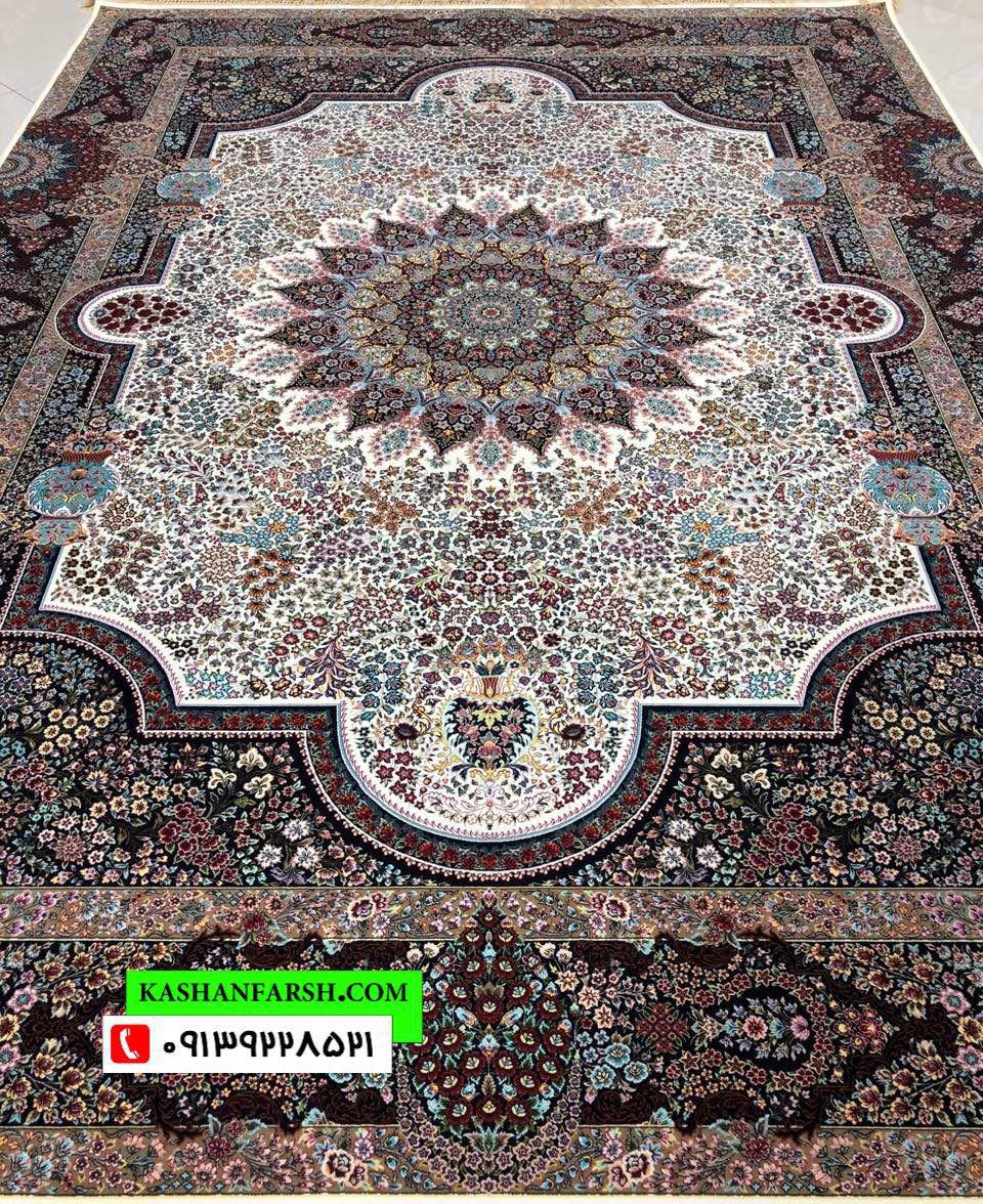 فرش کاشان طرح سی گل 1200 شانه