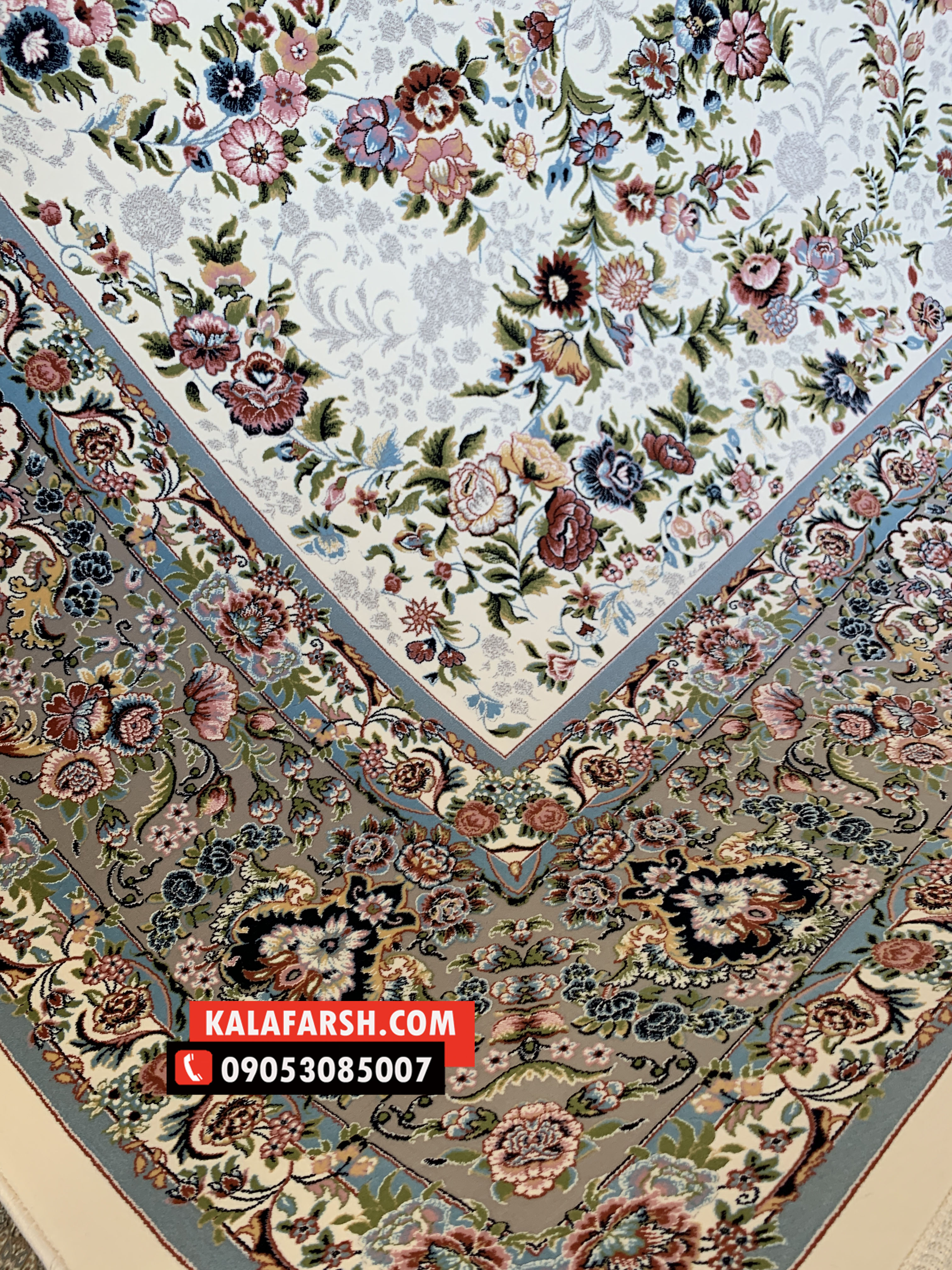 فرش کاشان طرح باغ گل 1200 شانه برجسته - Image 7