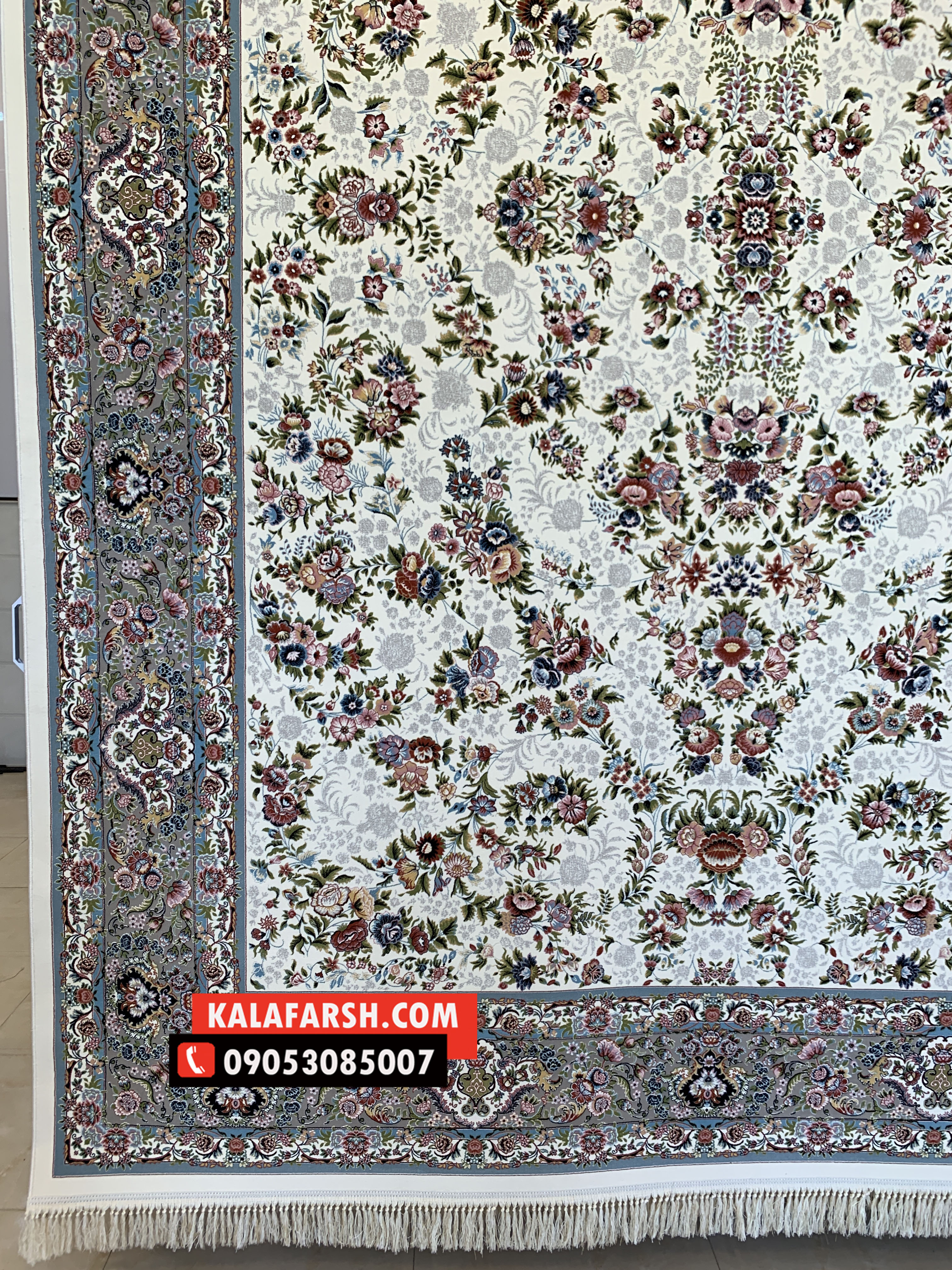 فرش کاشان طرح باغ گل 1200 شانه برجسته - Image 9